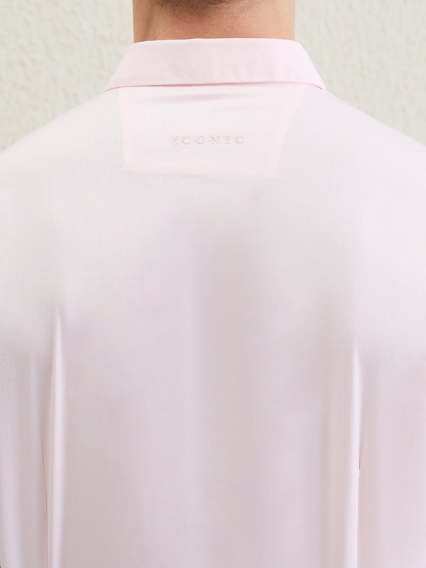 Iconic Men Pink Solid Collar Shirt