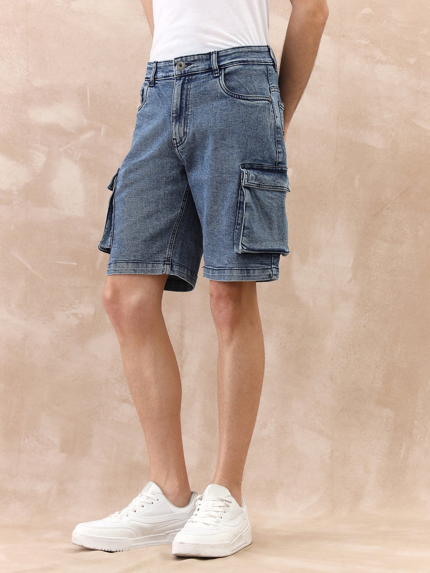 Iconic Men Blue Regular Fit Solid Shorts