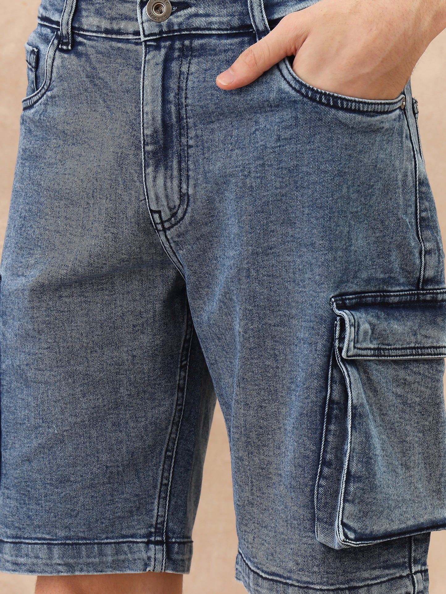 Iconic Men Blue Regular Fit Solid Shorts