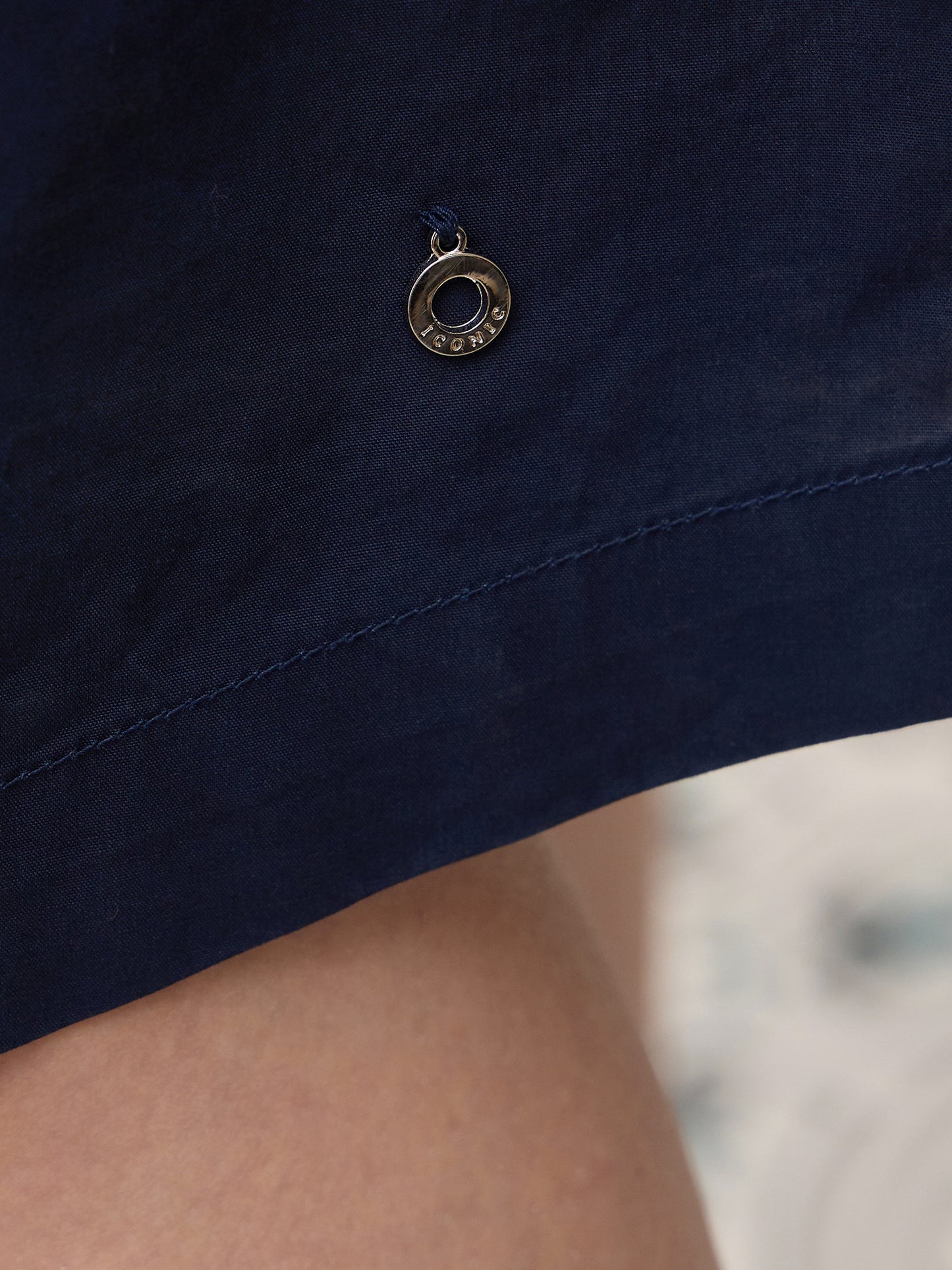 Iconic Women Blue Solid Round Neck Dress