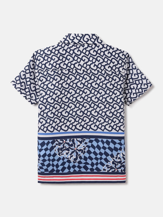 Blue Giraffe Kids Multi Printed Resort Collar Shirt