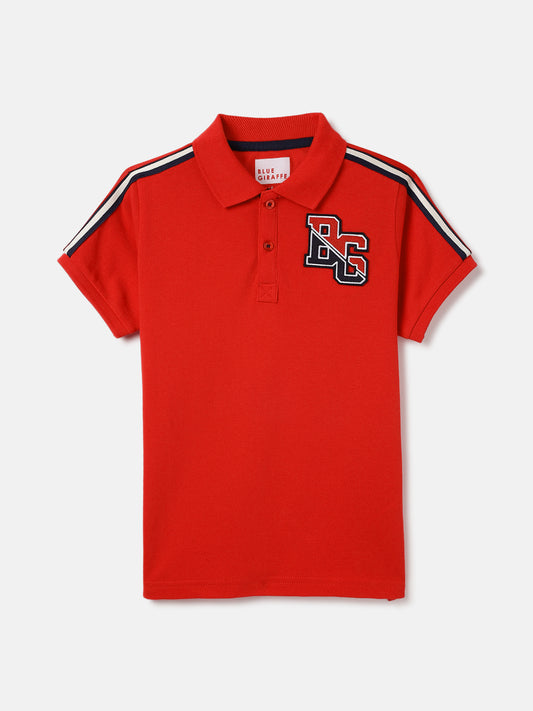 Blue Giraffe Kids Red Solid Polo Tshirt