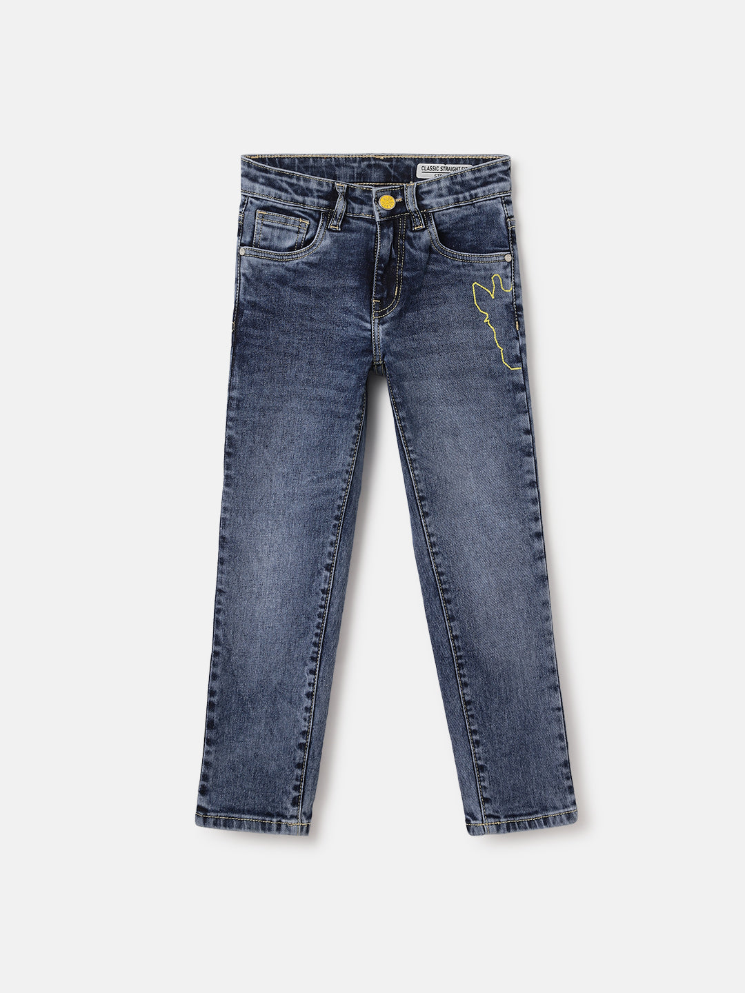 Blue Giraffe Kids Blue Straight Fit Solid Jeans