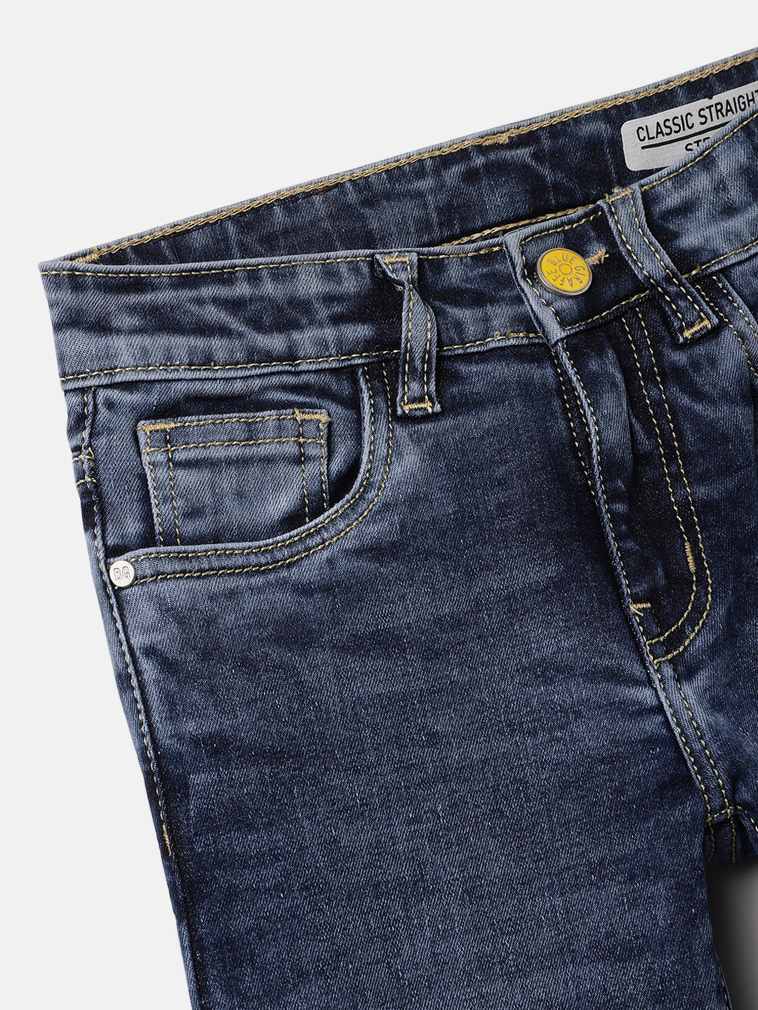 Blue Giraffe Kids Blue Straight Fit Solid Jeans