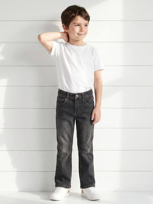 Blue Giraffe Kids Grey Bootcut Fit Solid Jeans