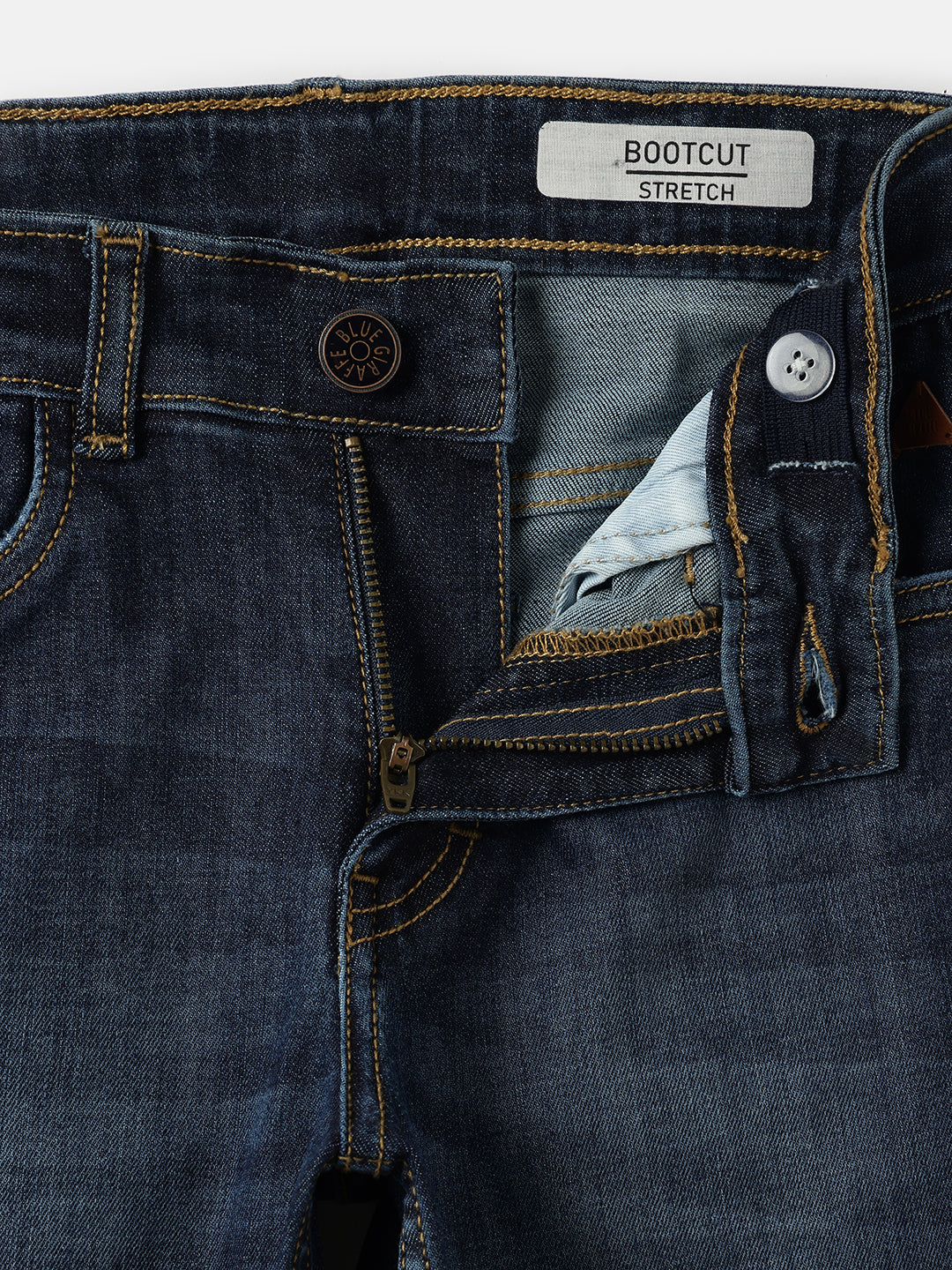 Blue Giraffe Boys Blue Bootcut Fit Solid Jeans