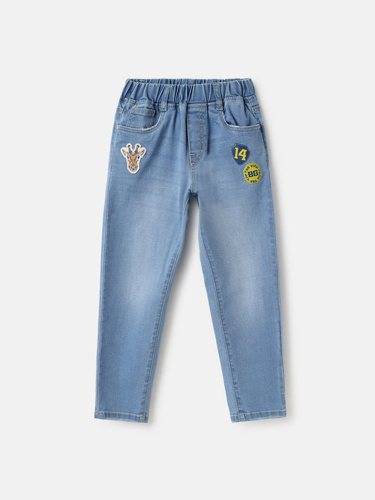 Blue Giraffe Kids Blue Balloon Fit Solid Jeans