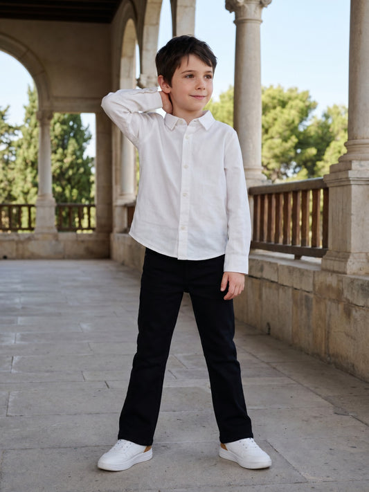 Blue Giraffe Kids Black Bootcut Fit Solid Jeans