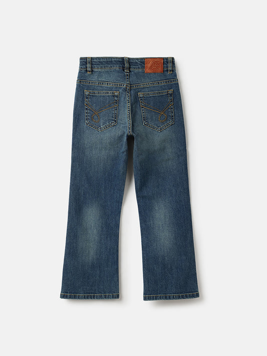 Blue Giraffe Boys Blue Bootcut Fit Solid Jeans