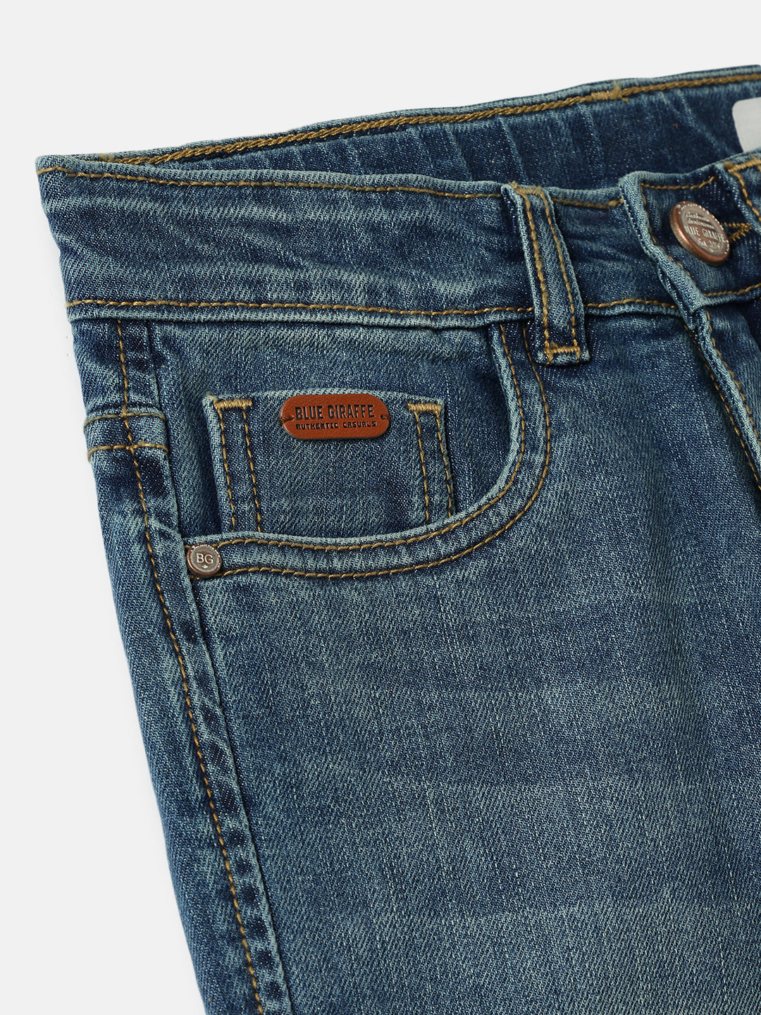 Blue Giraffe Boys Blue Bootcut Fit Solid Jeans