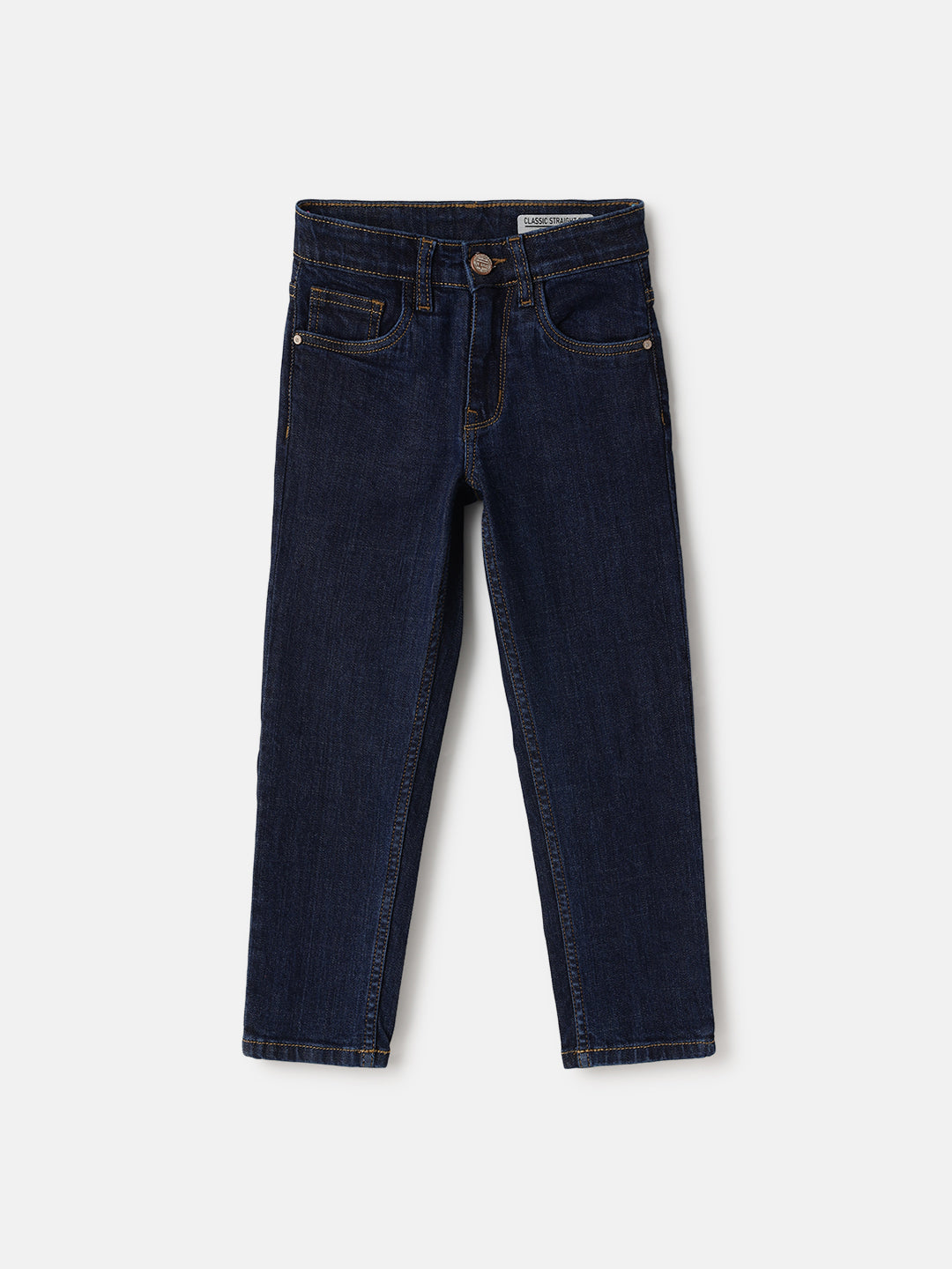Blue Giraffe Kids Blue Straight Fit Solid Jeans