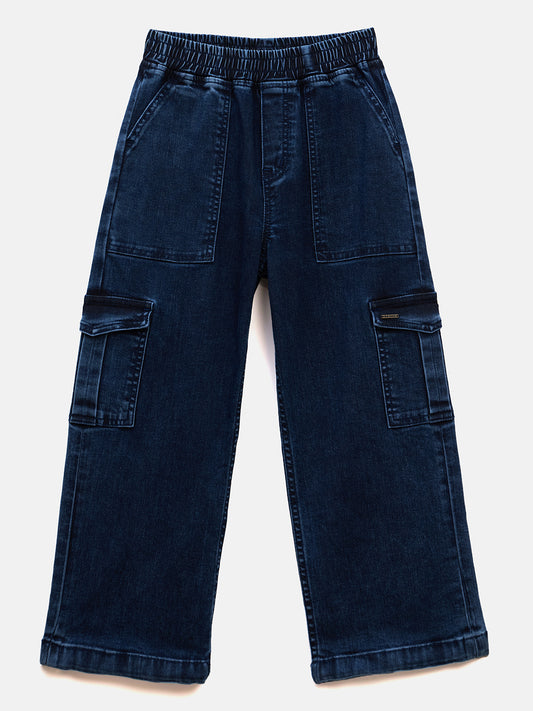 Blue Giraffe Boys Blue Relaxed Fit Solid Jeans
