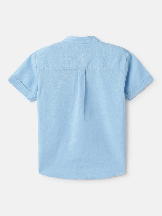Blue Giraffe Kids Blue Regular Fit Solid Shirt