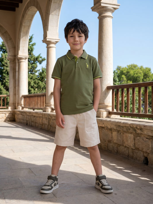 Blue Giraffe Kids Cream Regular Fit Solid Shorts