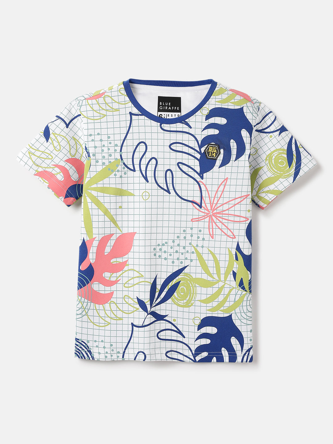 Blue Giraffe Kids Multi Printed Crew Neck Tshirt