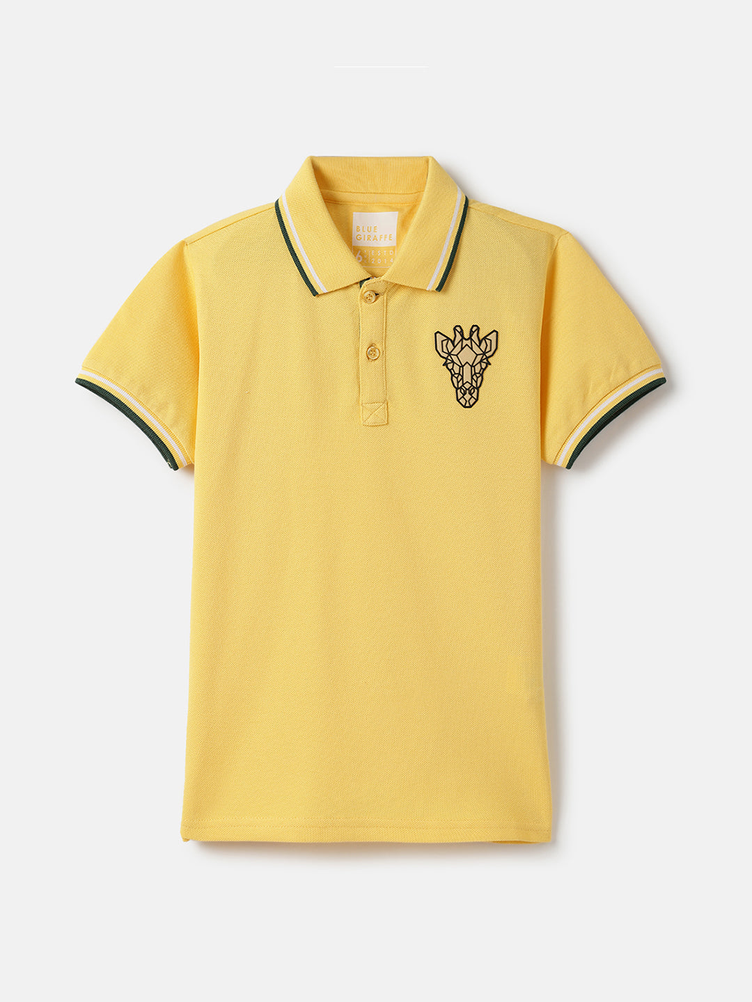 Blue Giraffe Boys Yellow Solid Polo Tshirt