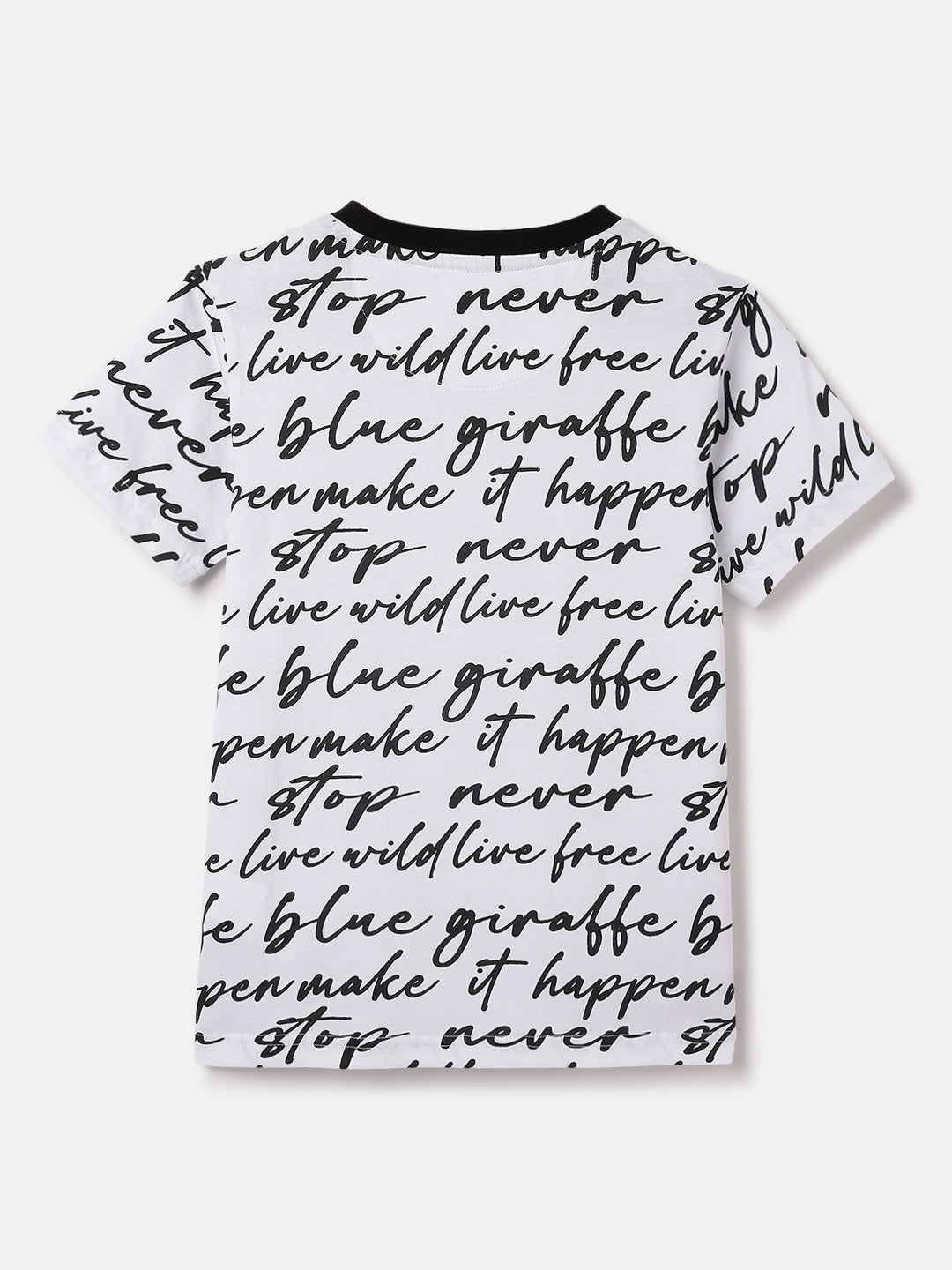 Blue Giraffe Kids Black Printed Crew Neck Tshirt