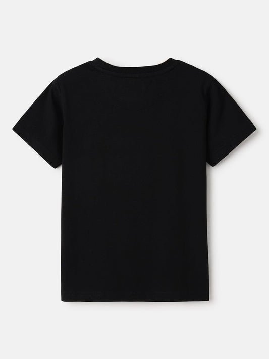 Blue Giraffe Kids Black Regular Fit Printed Tshirt