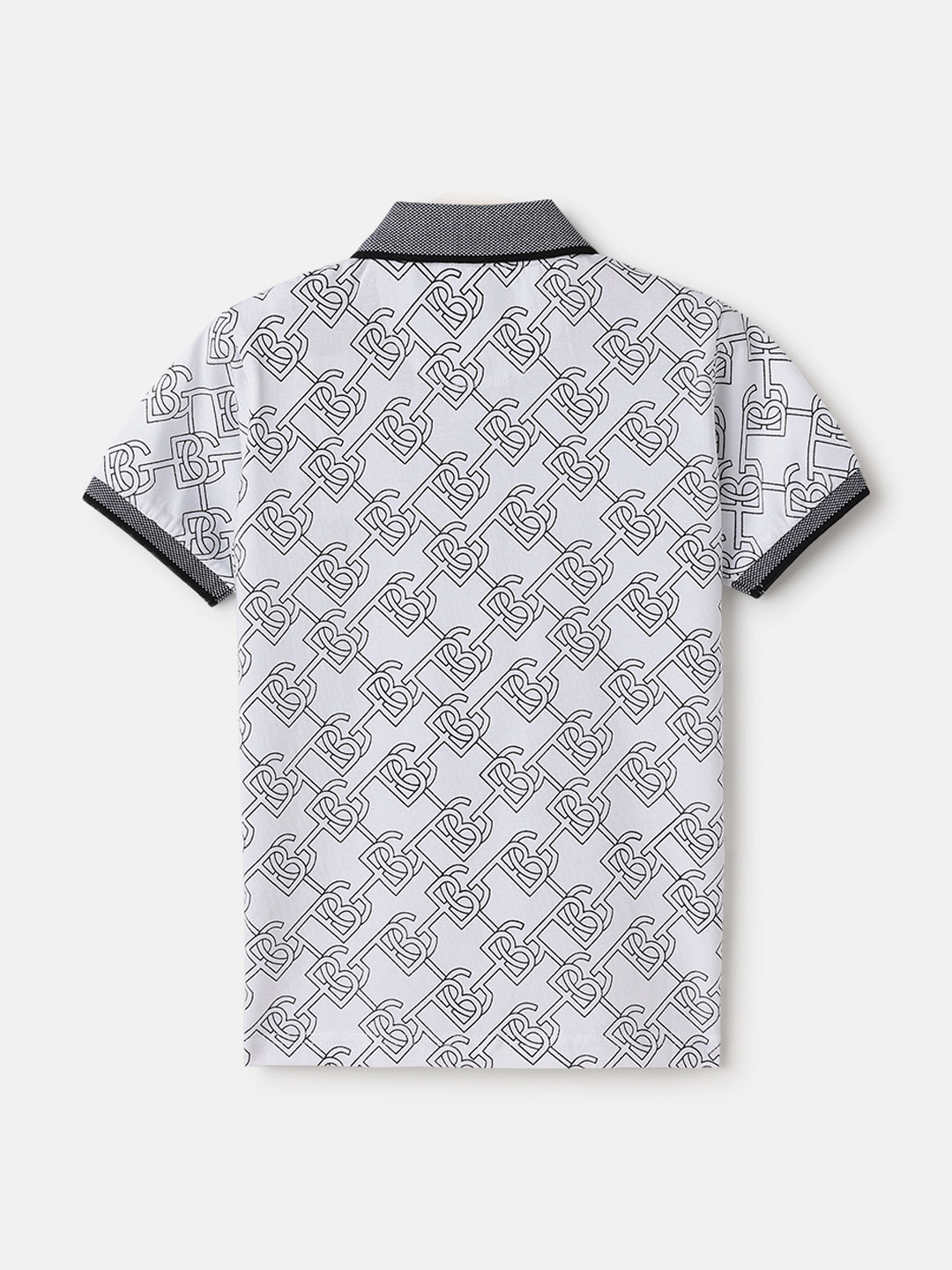 Blue Giraffe Kids Black Regular Fit Printed Polo Tshirt