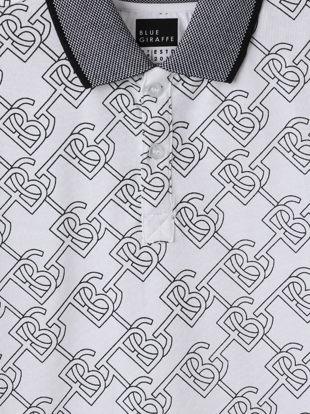 Blue Giraffe Kids Black Regular Fit Printed Polo Tshirt