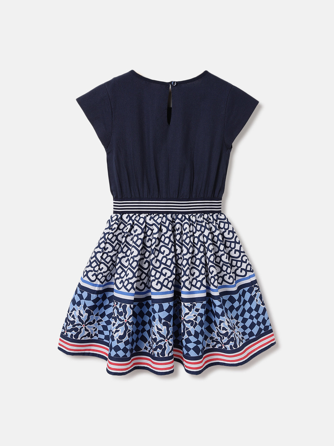 Blue Giraffe Kids Multi Printed Round Neck Dress