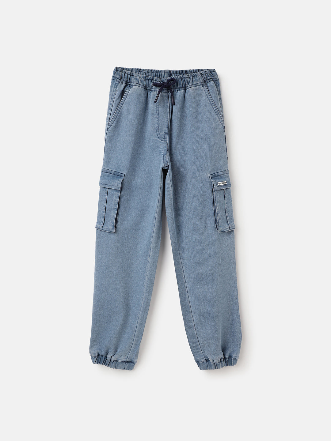 Blue Giraffe Girls Blue Loose Fit Solid Jeans