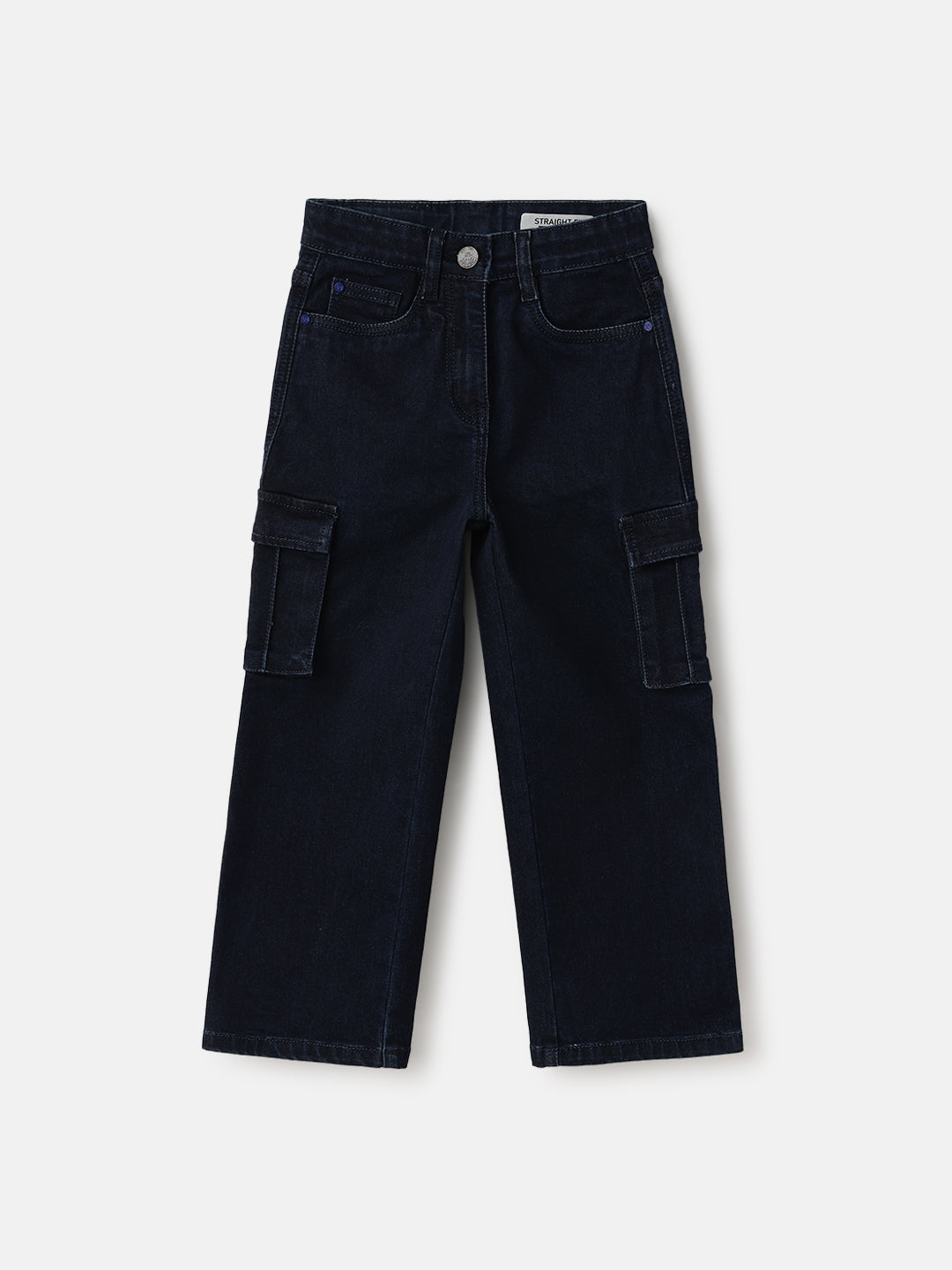 Blue Giraffe Kids Blue Straight Fit Solid Jeans