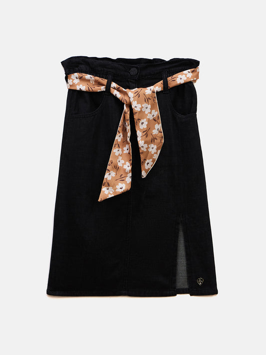 Elle Kids Black A Line Solid Skirt