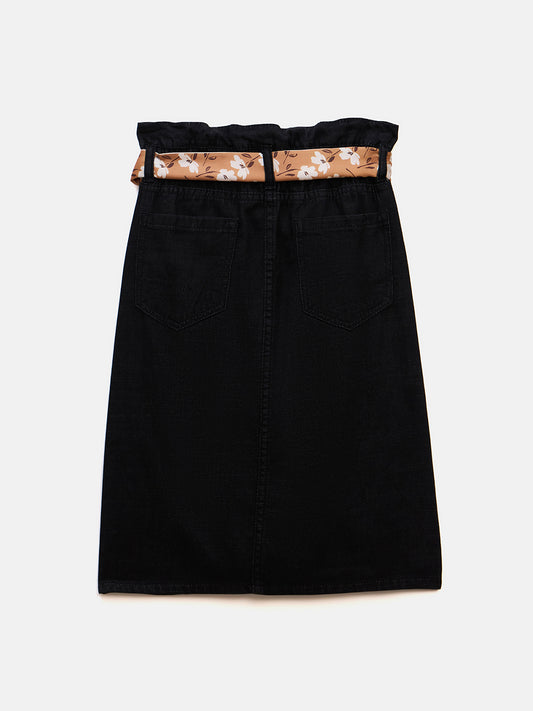 Elle Kids Black A Line Solid Skirt
