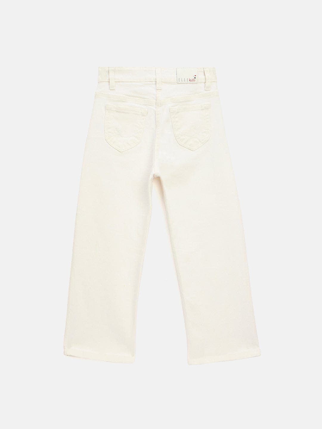 Elle Kids White Straight Fit Solid Jeans