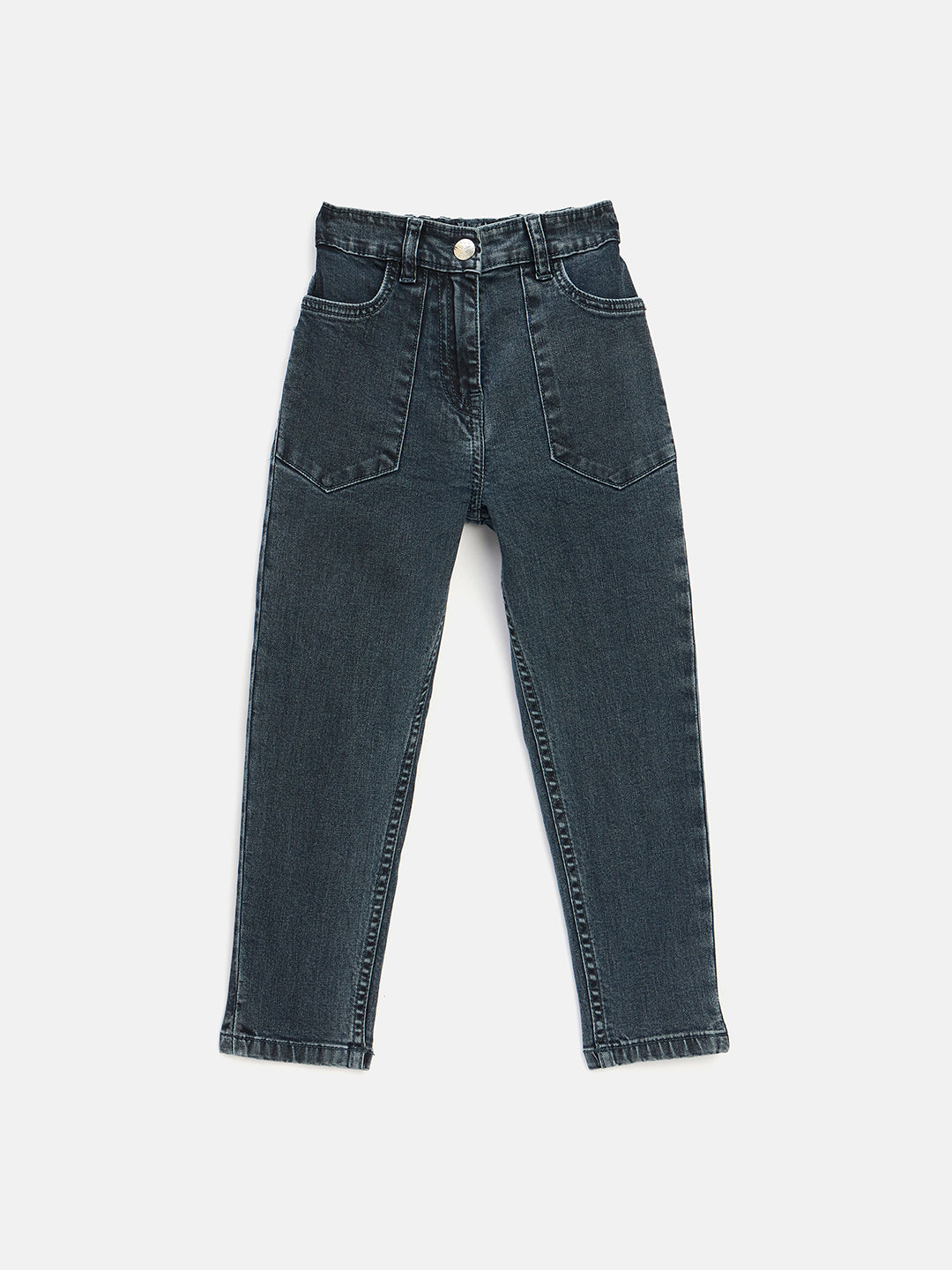 Elle Kids Blue Slouch Fit Solid Jeans