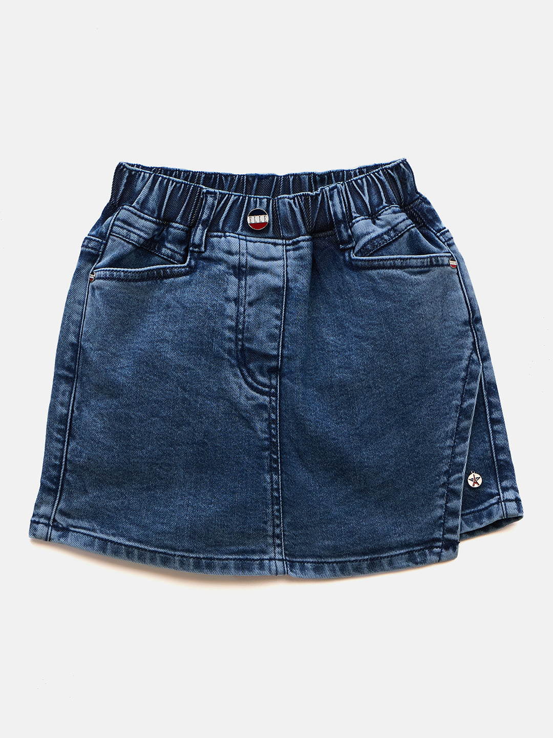 Elle Kids Blue Relaxed Fit Solid Skort