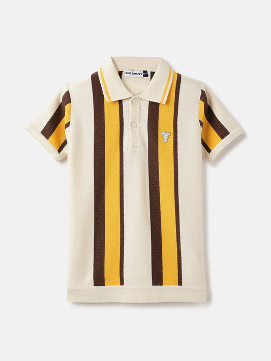 Blue Giraffe Kids Multi Striped Polo Tshirt