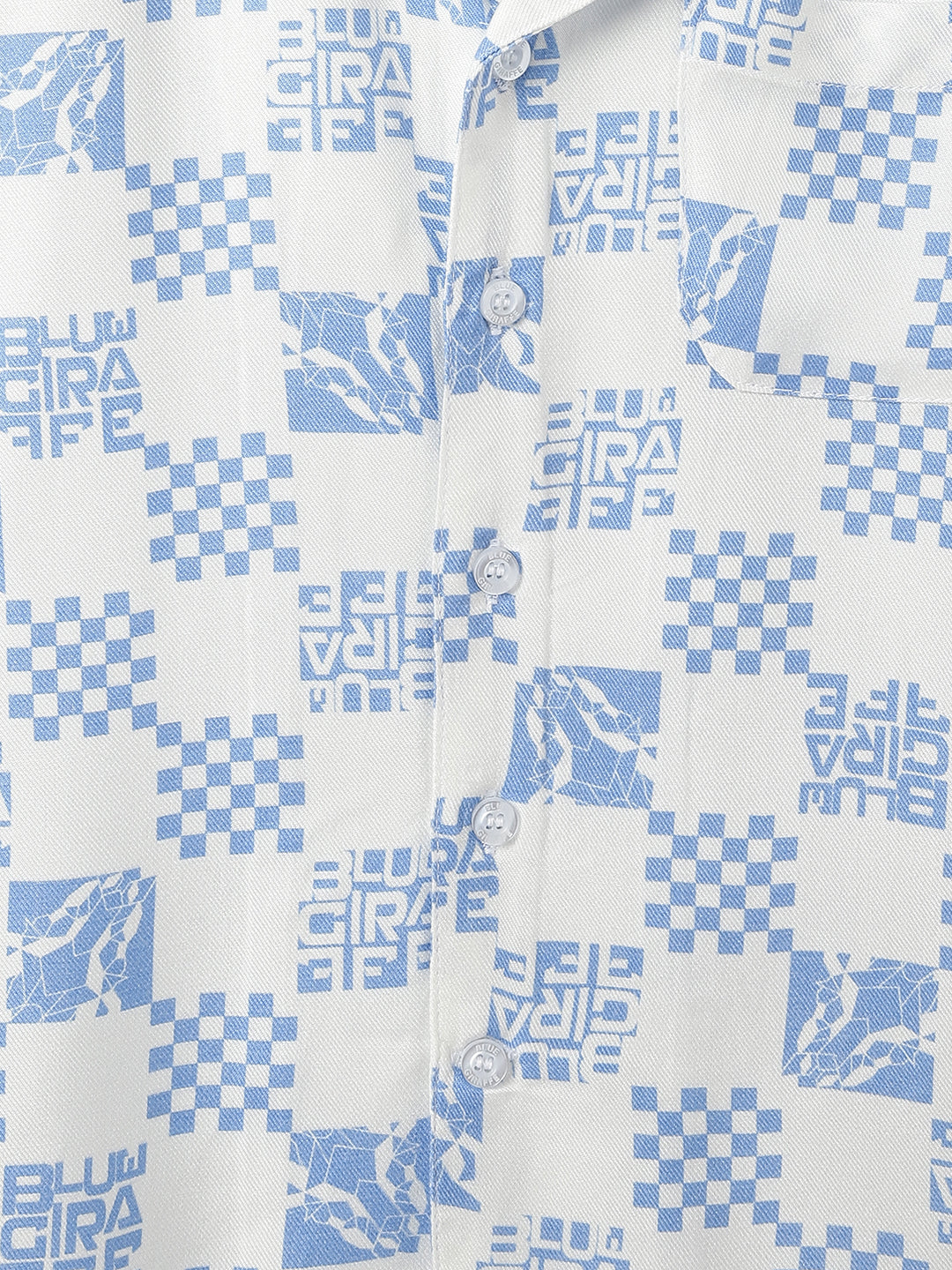 Blue Giraffe Kids White Printed Resort Collar Shirt
