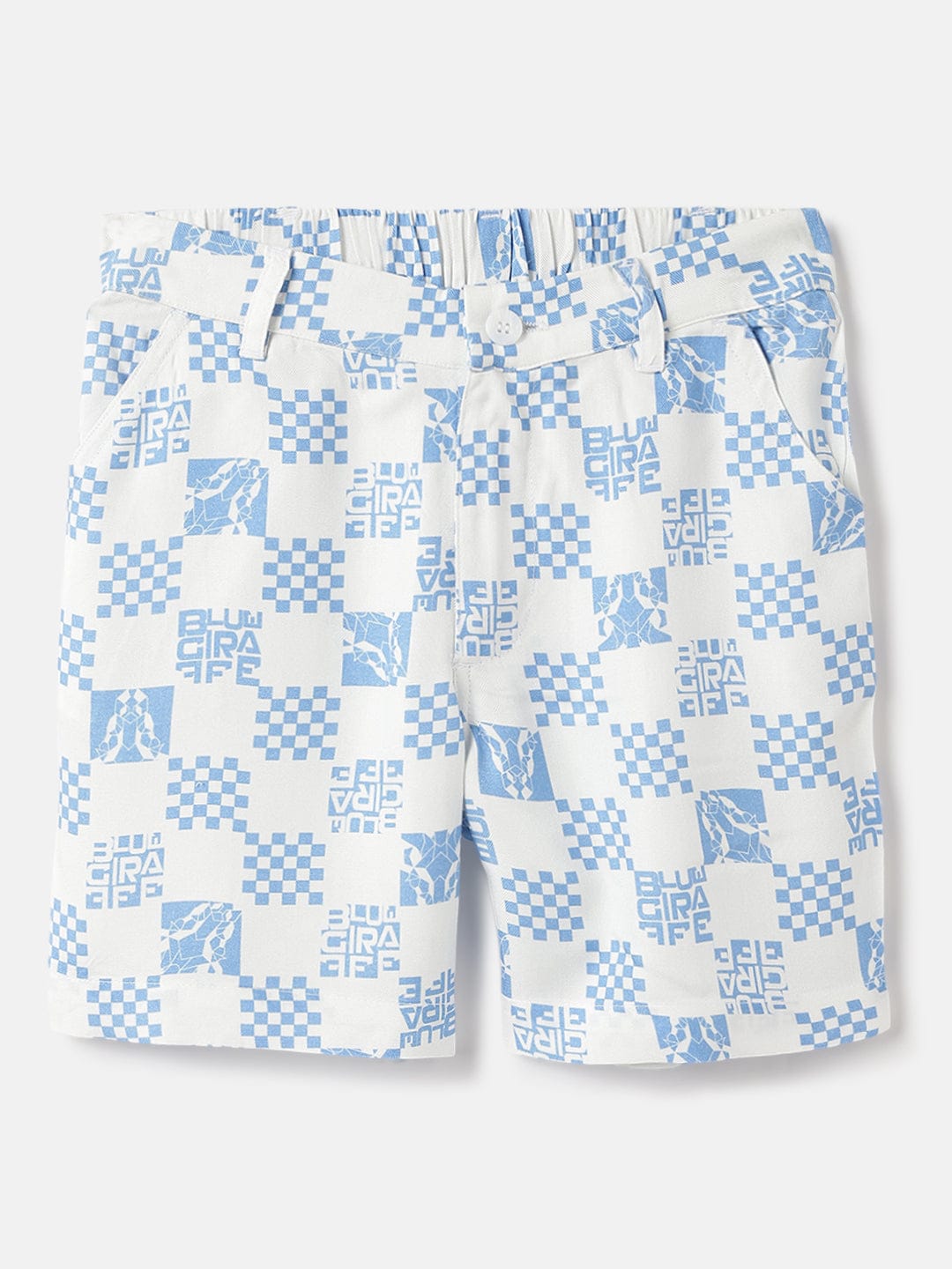 Blue Giraffe Kids White Regular Fit Printed Shorts