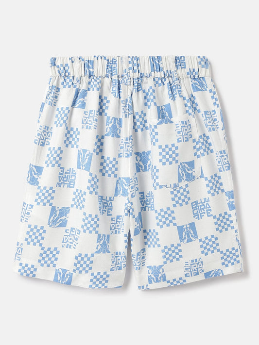 Blue Giraffe Kids White Regular Fit Printed Shorts