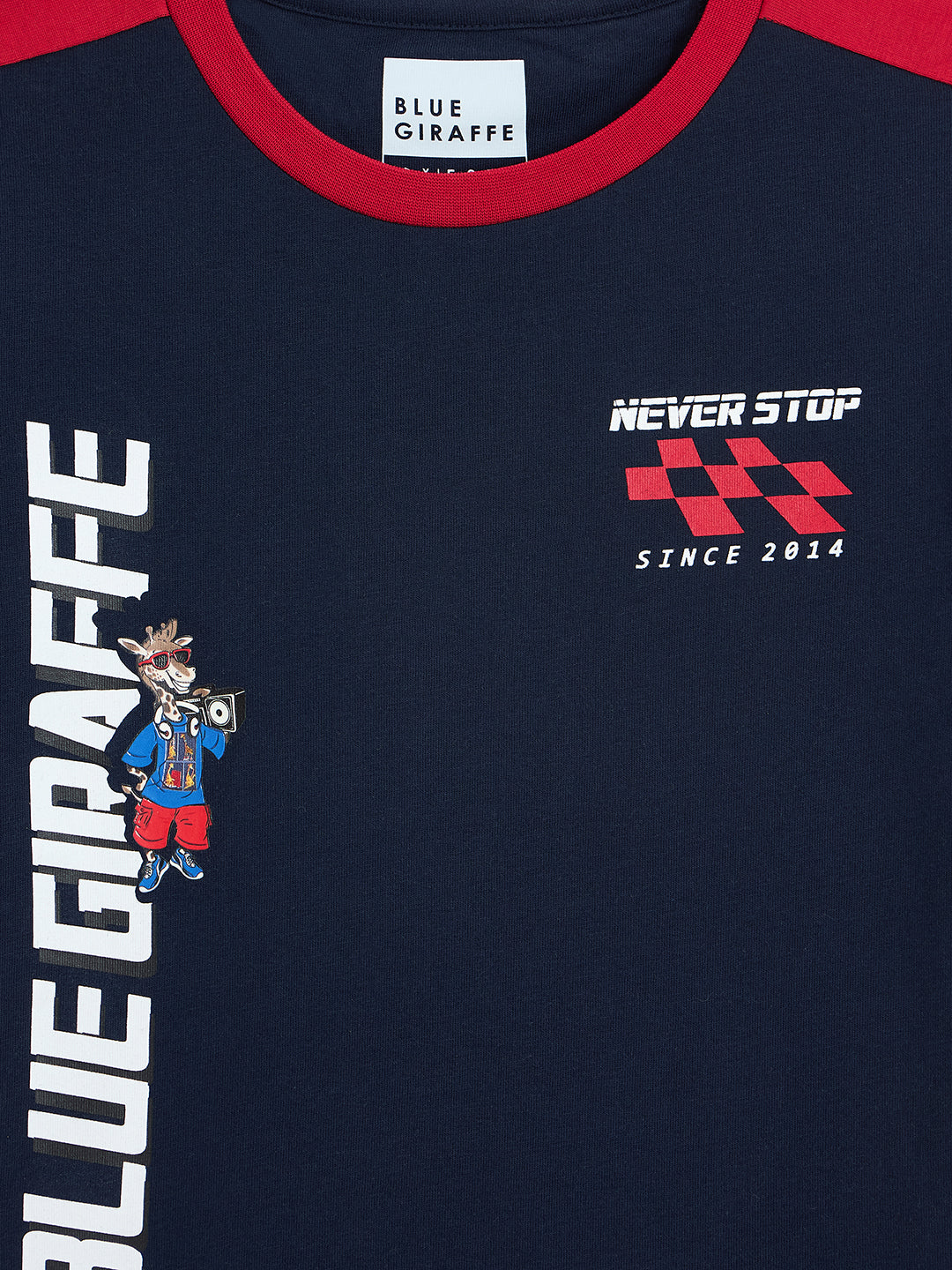 Blue Giraffe Boys Blue Solid Crew Neck TShirt
