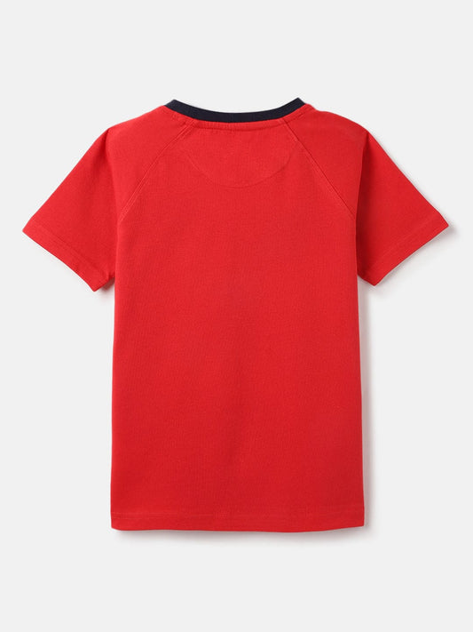 Blue Giraffe Kids Red Solid Crew Neck Tshirt