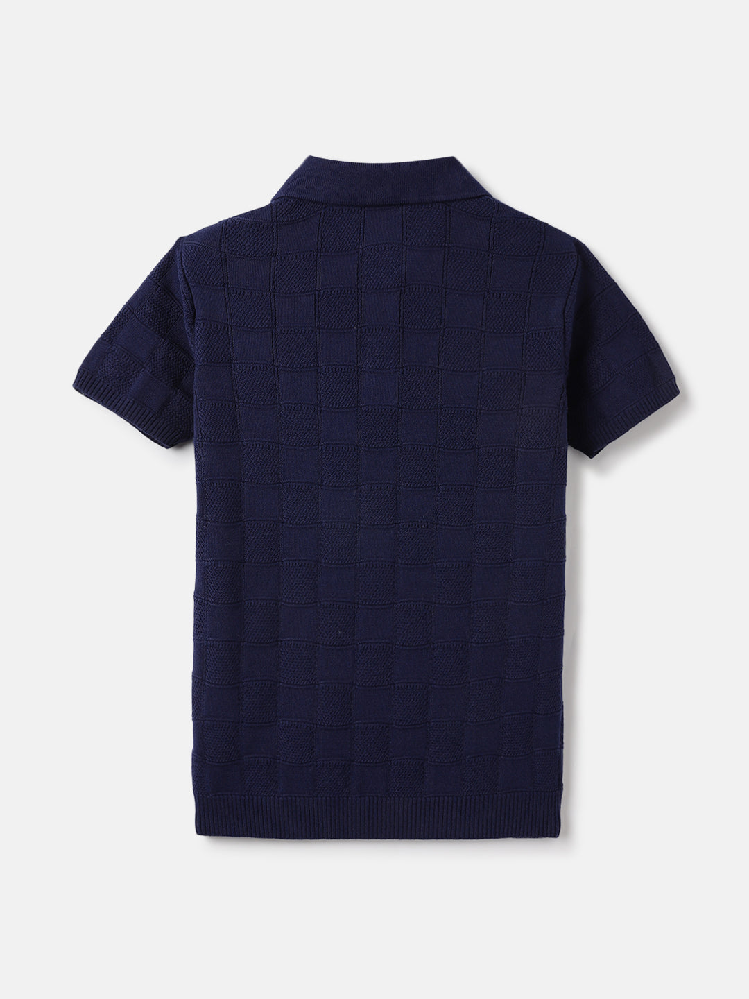Blue Giraffe Kids Blue Textured Polo Tshirt