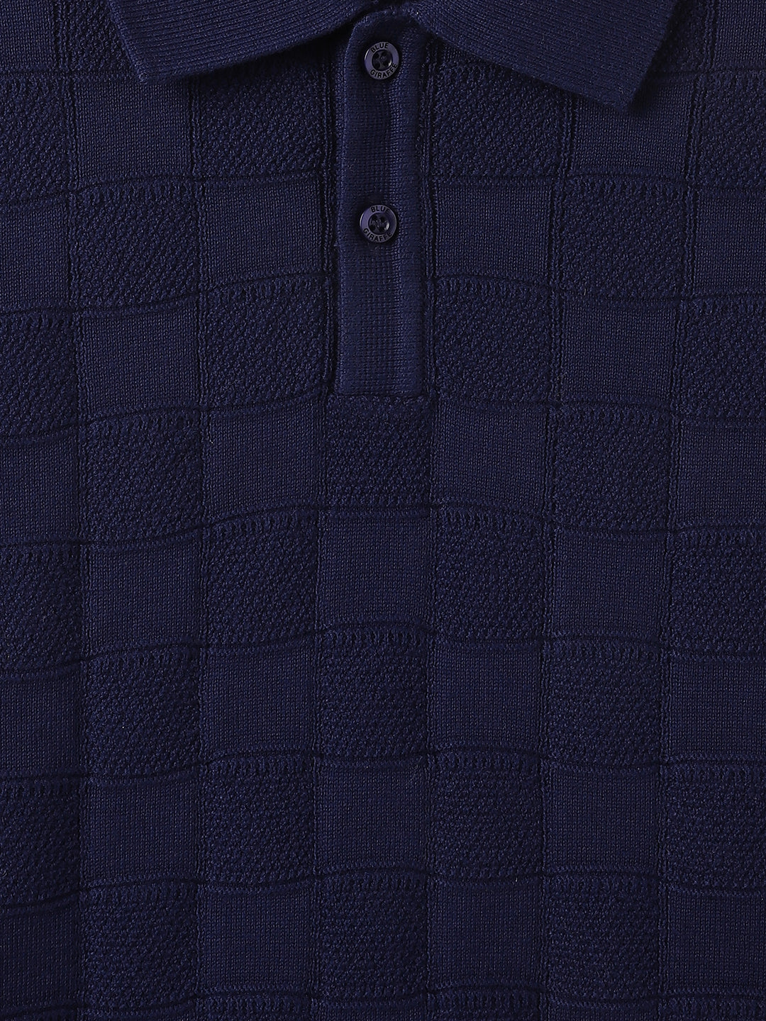 Blue Giraffe Kids Blue Textured Polo Tshirt