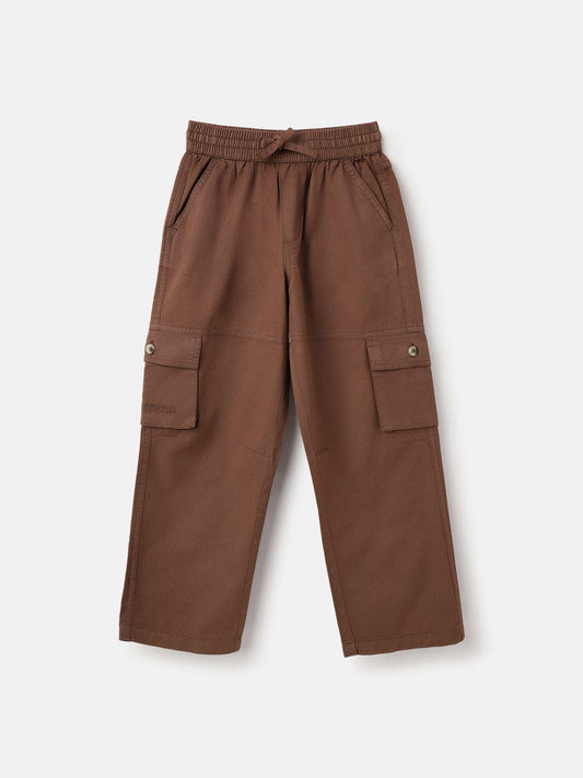 Blue Giraffe Boys Brown Regular Fit Washed Jogger