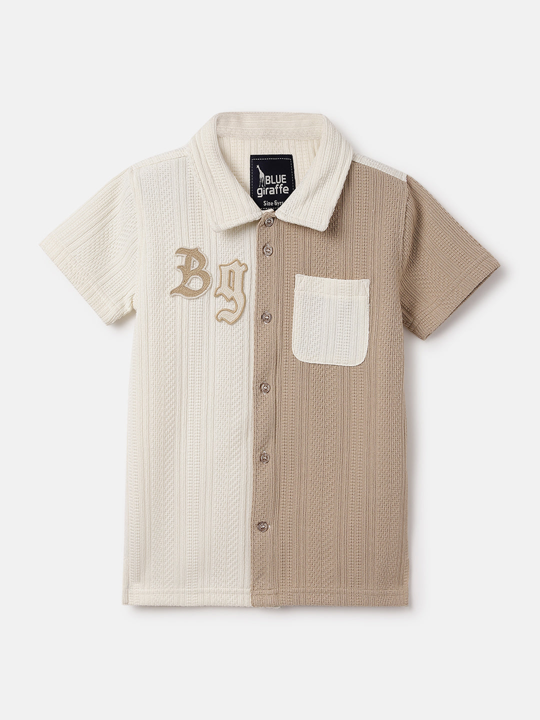 Blue Giraffe Kids Multi Textured Flat Collar Shirt