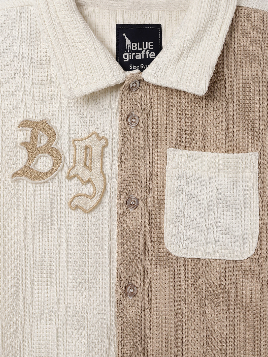 Blue Giraffe Kids Multi Textured Flat Collar Shirt