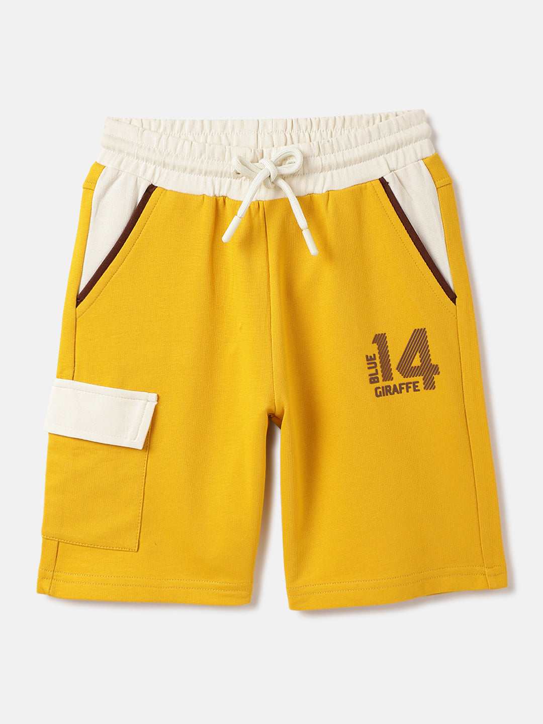 Blue Giraffe Boys Yellow Regular Fit Solid Shorts