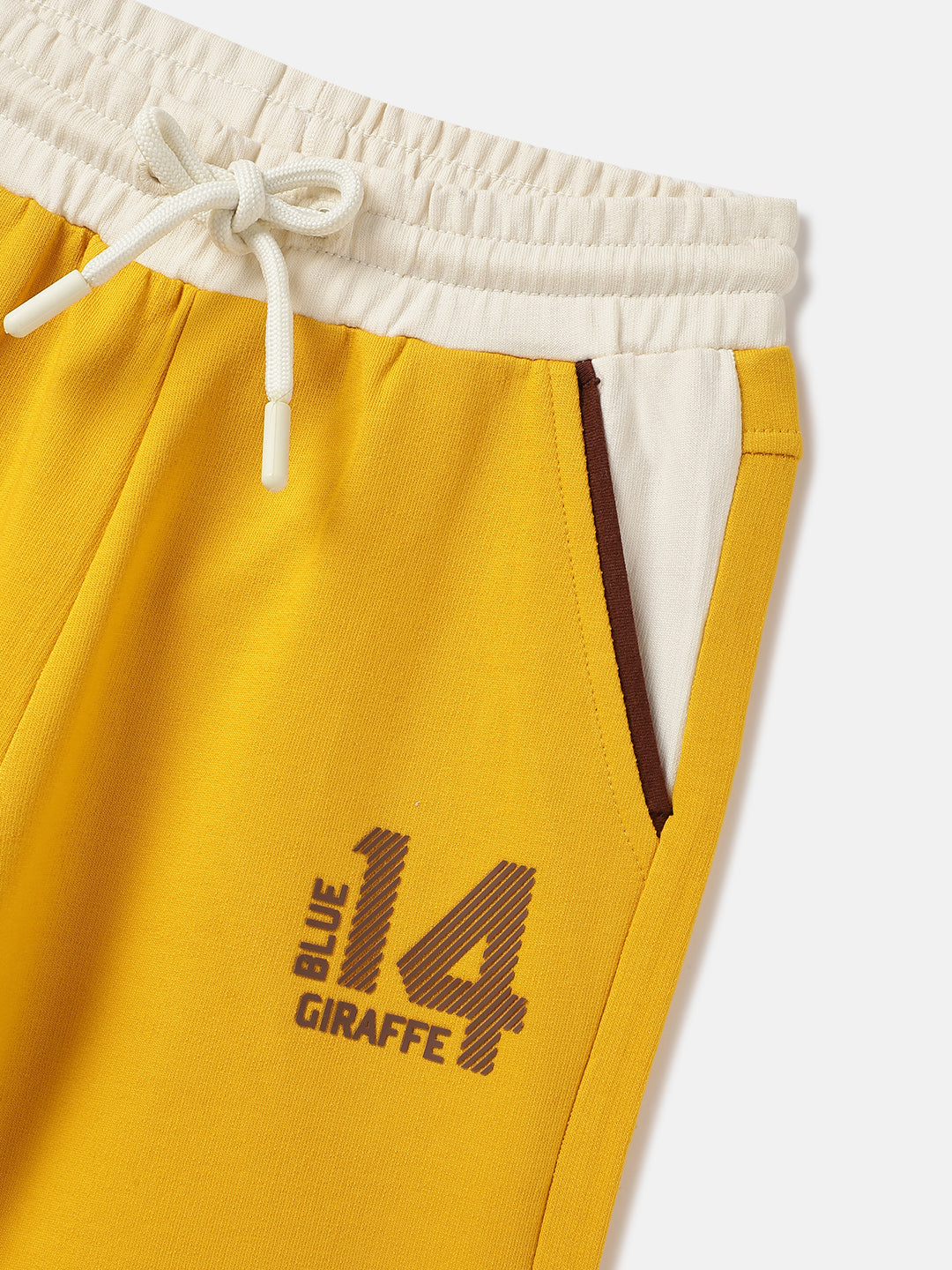 Blue Giraffe Boys Yellow Regular Fit Solid Shorts