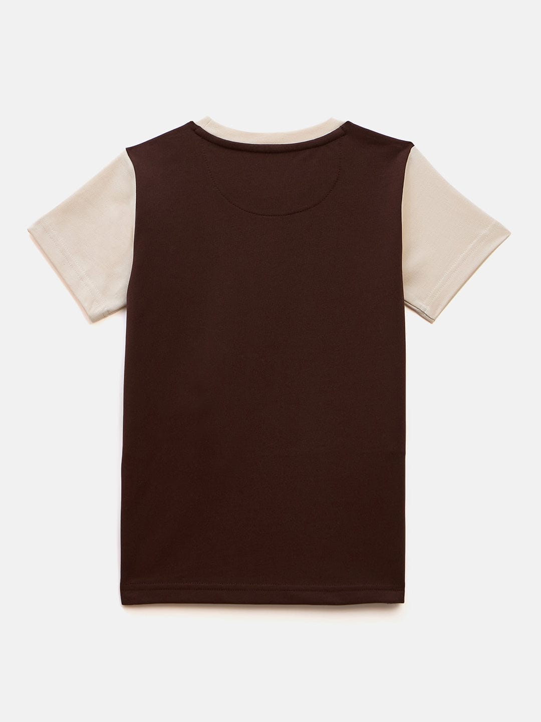 Blue Giraffe Boys Brown Solid Crew Neck TShirt