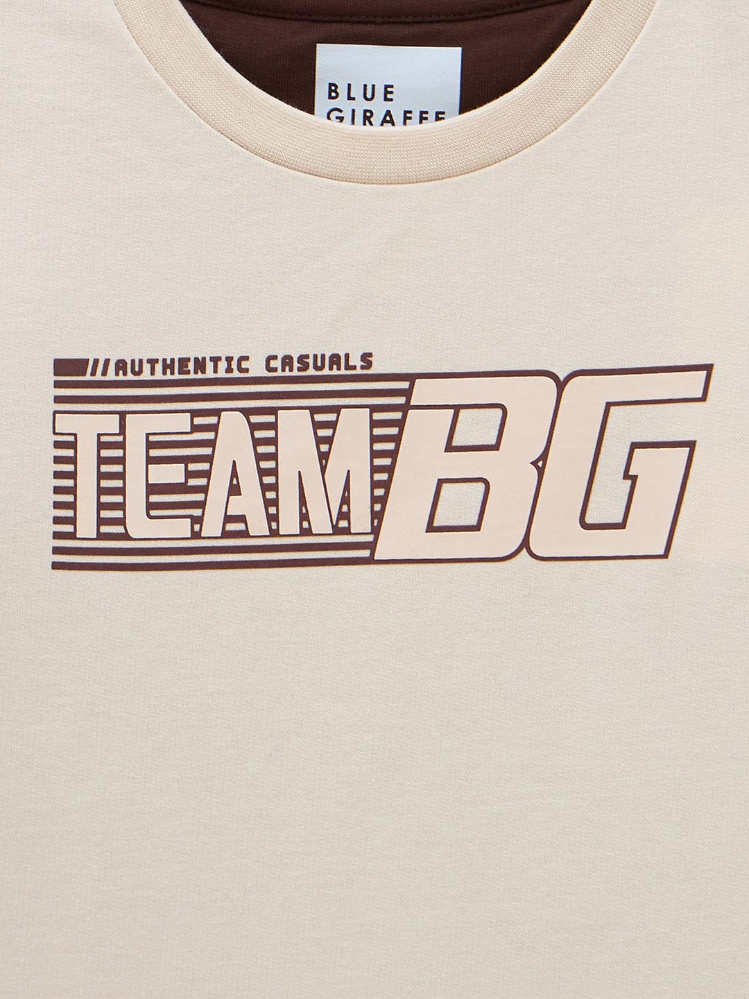 Blue Giraffe Boys Brown Solid Crew Neck TShirt