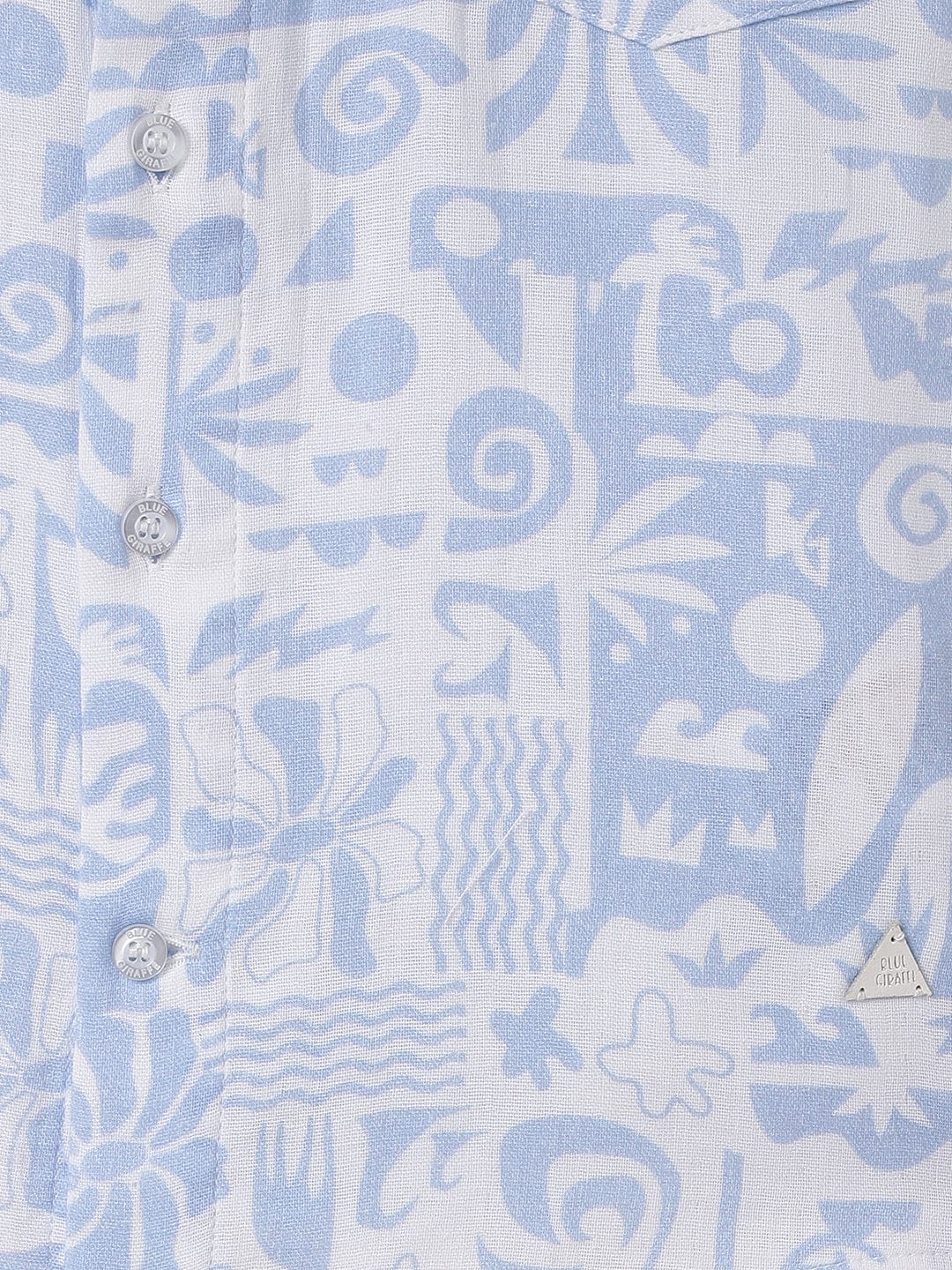 Blue Giraffe Kids Blue Printed Shirt Collar Shirt
