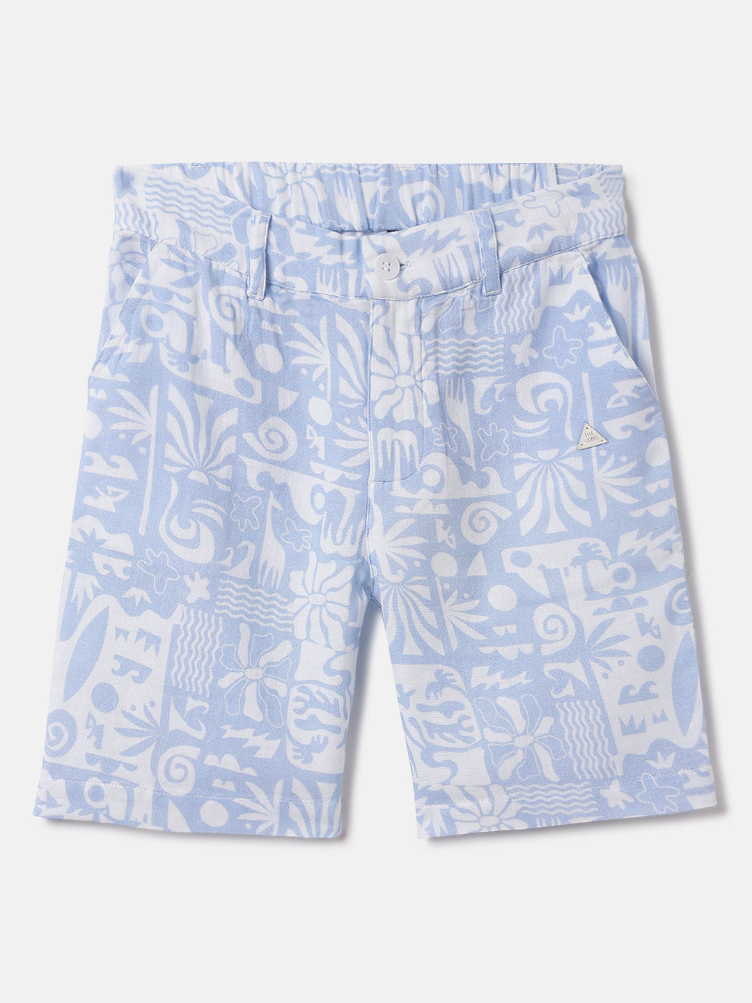 Blue Giraffe Kids Blue Regular Fit Printed Shorts