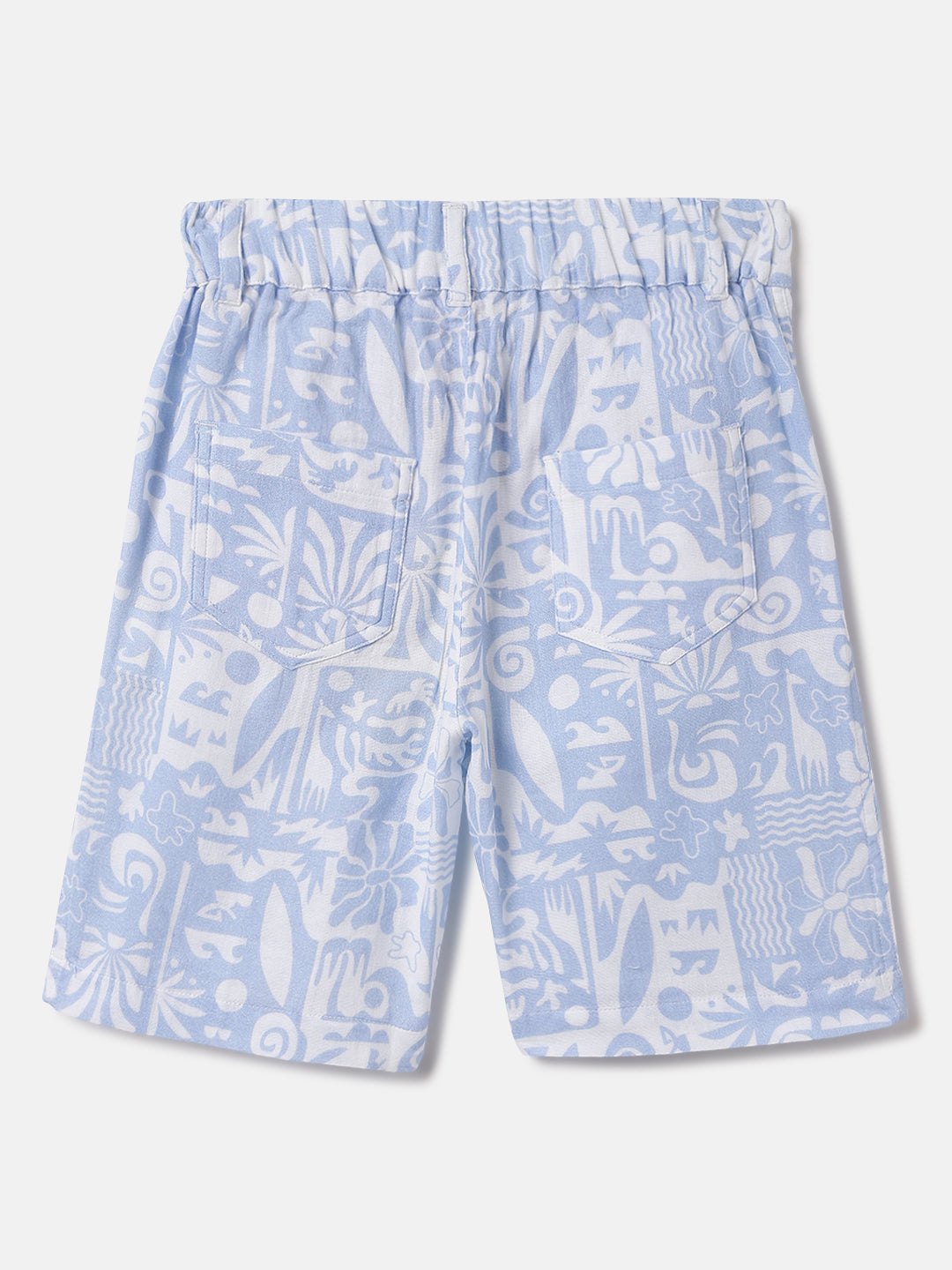 Blue Giraffe Kids Blue Regular Fit Printed Shorts